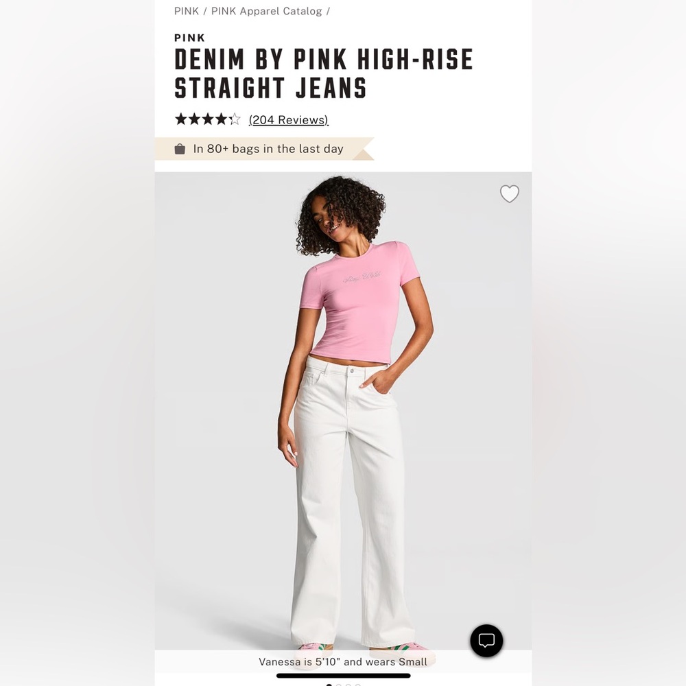 Pink wide leg white jeans size 0 nwt